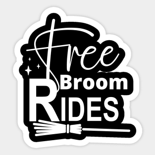 Free Broom Rides. Funny Halloween Design. Witches. Sticker